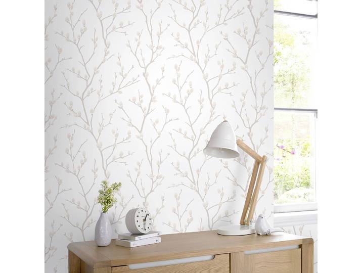 Papier peint intissé Branche 52 x 1005 x 2cm Beige / Blanc