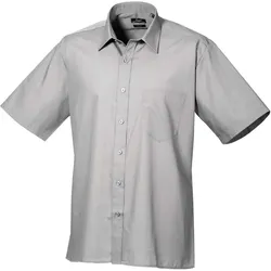 Premier Workwear Herren Popeline Hemd kurzarm PR202 silver 37 (14H)