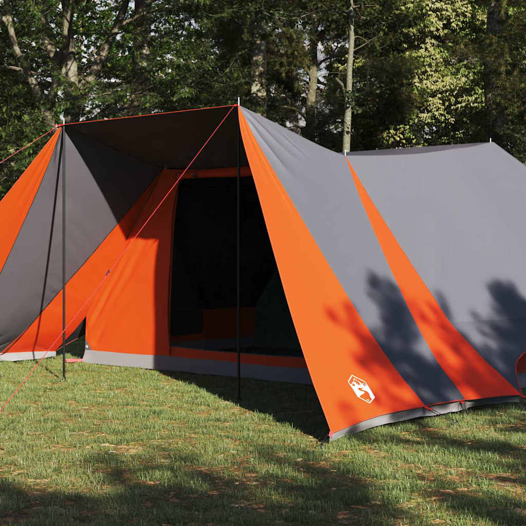 vidaXL Tente Tipi 12 personne Gris et orange taffetas