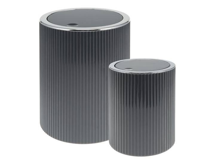 bremermann Kosmetikeimer 2er-Set, Gavello grau, Kunststoff, Grau, 12.5x16x12.5 cm, Badaccessoires, Abfalleimer