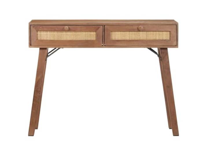 HKGNMBS Konsolentisch 100 x 35 x 76 cm Mango Massivholz Zwei Schubladen, Korn-Finish, Korn und Wandbefestigung im Lieferumfang enthalten, Montage erforderlich