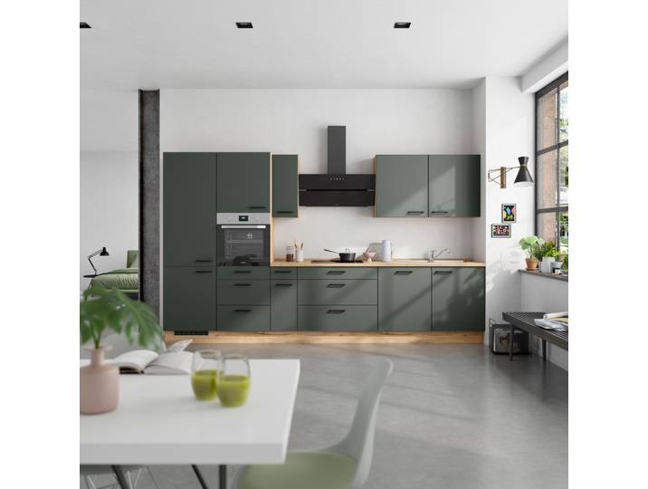 Küchenblock Easytouch High -Line inkl.4 Geräte Dunkelgrün