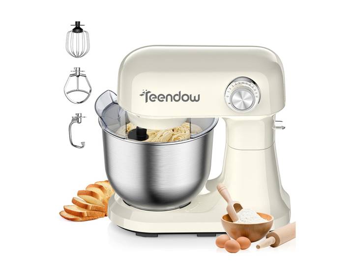 Robot Pâtissier Teendow Sm-b03c 12 Vitesses Bol Inox 5qt Blanc