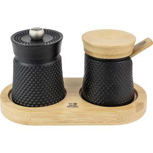 Peugeot Gewürzmühle Bali 39967, Höhe 8 cm, Gusseisen, Stahlmahlwerk, Pfeffermühle und Salzbehälter, 2 Stück