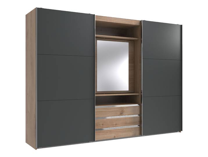Kleiderschrank Mora Plankeneiche/graphit Holzwerkstoff B 300 cm