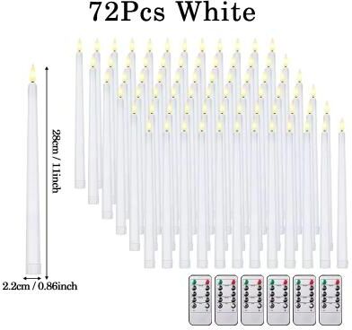 Inspire Select Flameless LED Taper Candles With Remote 3D Flickering Battery Operated Candles For Home & Event Decor white 72pcs