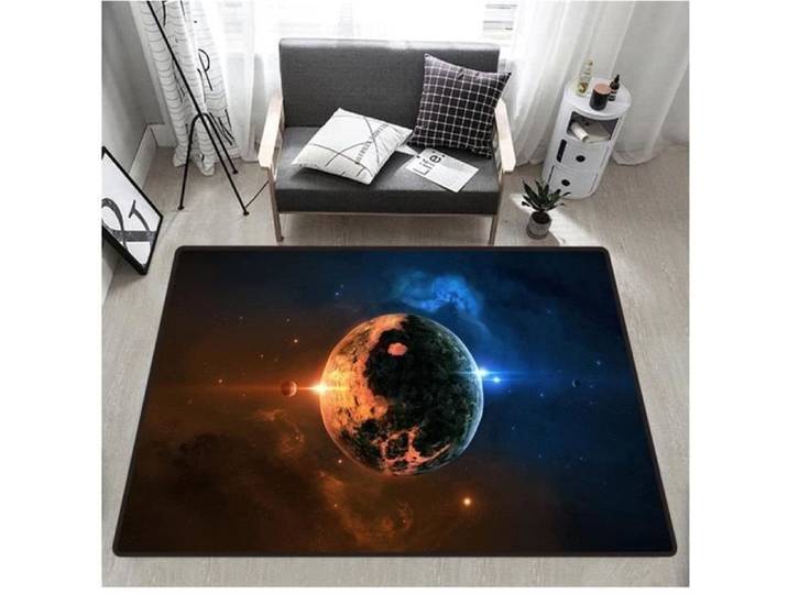 Tapis Planète de l'univers Impression 3D Tapis de Salon Poils Ras Doux Chambre Chevet Couverture Tapis 60x90cm[3402]