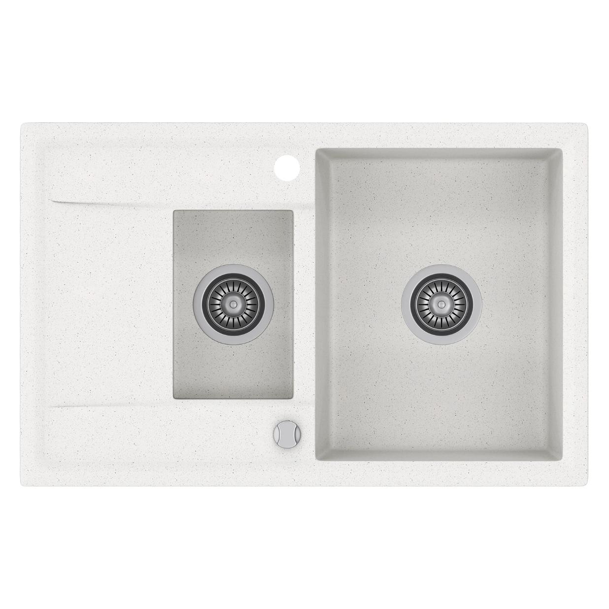 Kernau KGSW 6078 1.5B/1D White Kitchen Sink - Single Bowl with Drainer, Stainless Steel Finish (5907546537463)