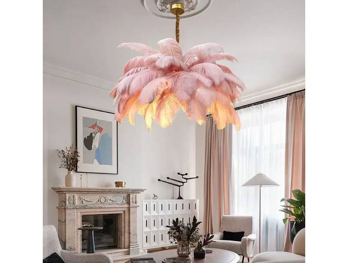 Moderne violet plume suspension nordique Lustres lustre plafonnier pour salon chambre luminaires décor à la maison