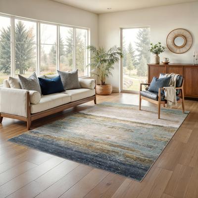 ROW Cavett Textural Distressed Ombre Blue/ Beige Area Rug