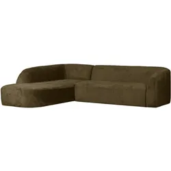 Ecksofa Sloping aus Struktursamt, modern und gemütlich, dunkelgrün, linke Ausführung