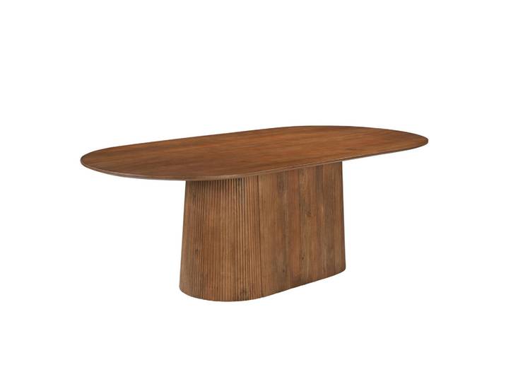 Mid.you Esstisch, Natur, Holz, Mangoholz, massiv, oval, Sockel, 110x76x230 cm, Esszimmer, Tische, Esstische, Esstische oval