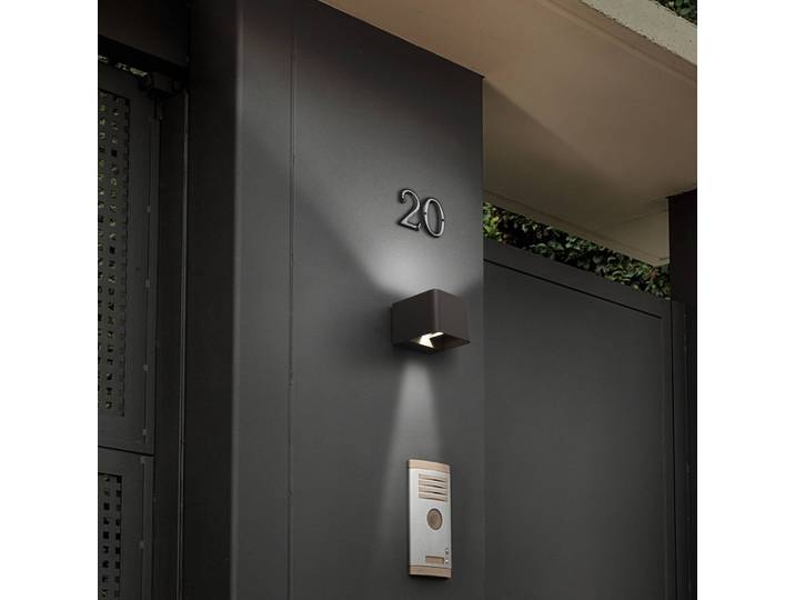 LEDS-C4 Wilson LED-Außenwandlampe, 11 cm anthrazit, schwarz, Aluminium, Modern, LED Wandleuchte außen