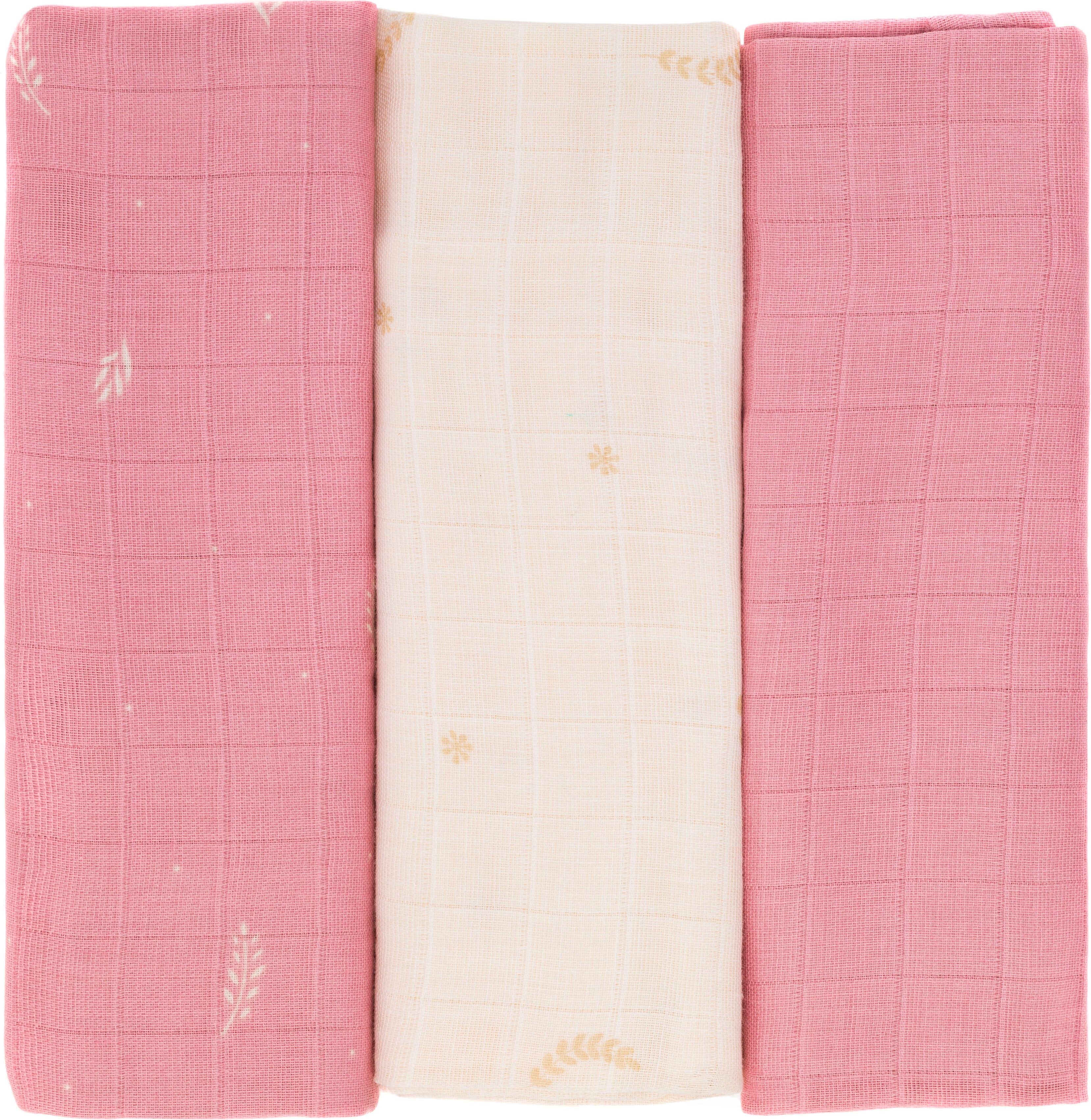 Stoffwindeln FILLIKID "Mullwindeln, Blumen", Kinder, Gr. 3 Stk., rosa, Windeln Stoffwindeln
