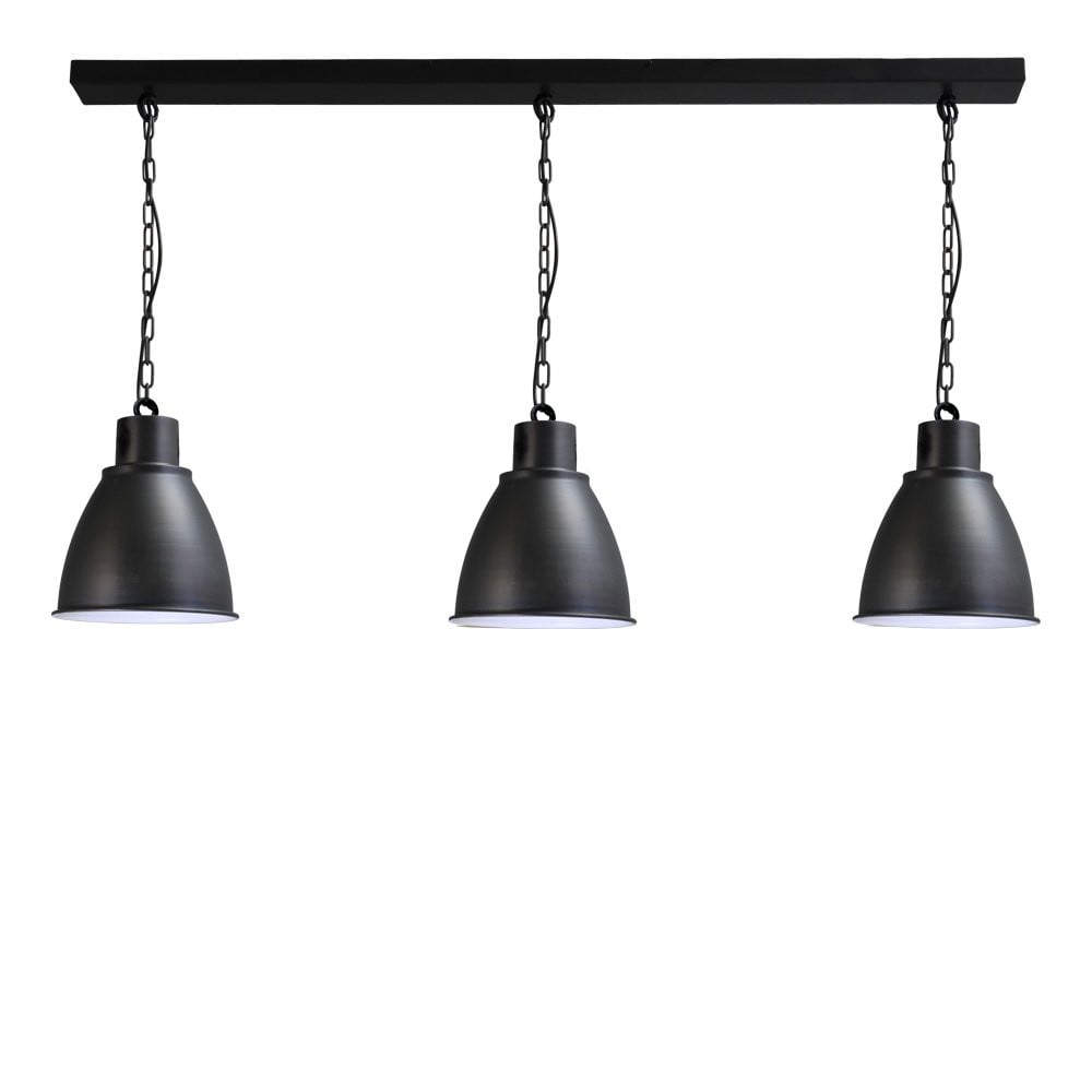 Masterlight Retro Industrie Eetkamerlamp - 3-lichts - Zwart - Metaal