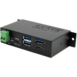 Exsys Ex-1195hms, 4x USB 3.0 / 3.1 Hub (USB-C, 4 Ports), Dockingstation + USB Hub, Grau, Schwarz