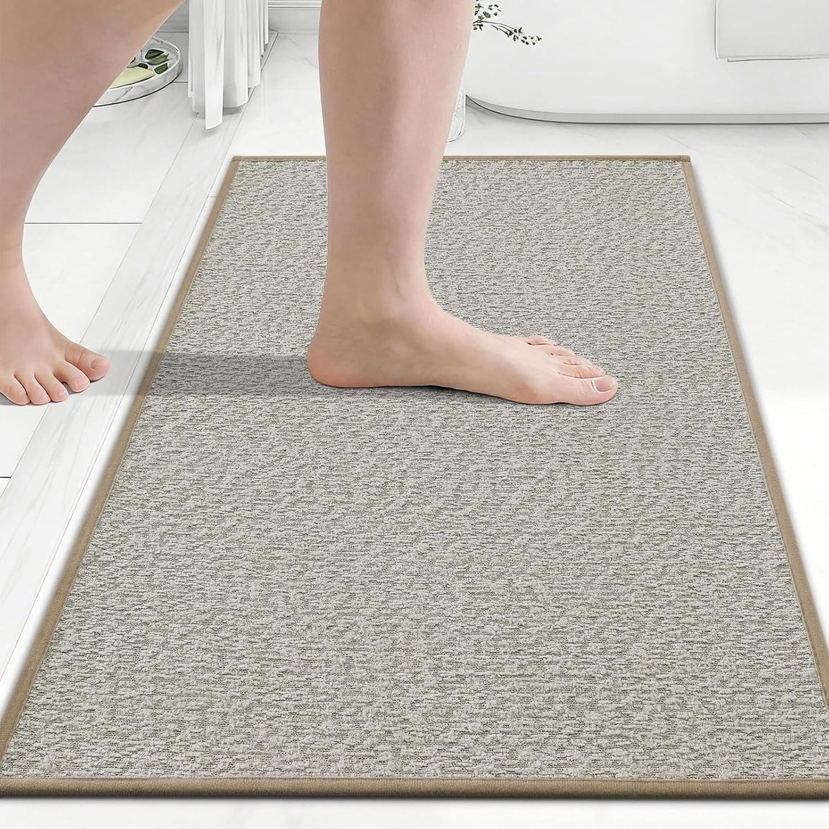 Homaxy Dun Badkamertapijt Antislip Badmat, Camel, 41 x 61 cm