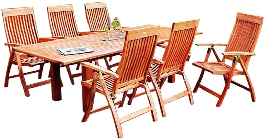 MERXXHANDELS Comodoro Set 7tlg 6 Sessel 180(220/260)x100cm Eukalyptus 09202045