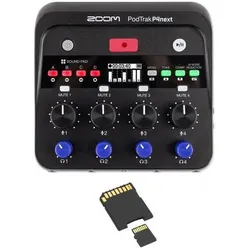 Zoom Audio-Recorder PodTrak P4next 4-Spur Podcast-Mixer mit Speicherkarte (Mehrspurrecorder), Audiorecorder, Schwarz