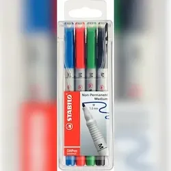 Folienstift STABILO OHPen, 1 mm, wasserlöslich, 4-er Etui, sortiert