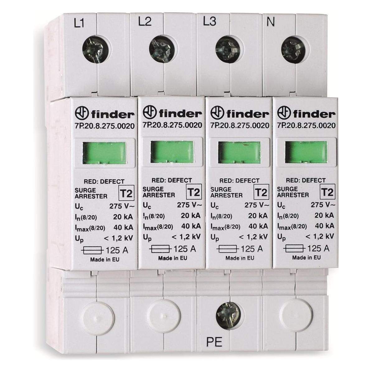 Finder 7P.25.8.275.0020Überspannungsableiter Typ 2 4 Varistoren (7P2582750020)