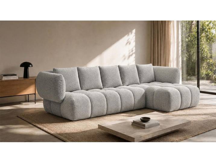 Kaiser Möbel Ecksofa L-Form, Chenillestoff Puente, Beige, Rechts, SEVIO L
