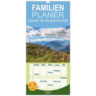 Familienplaner 2026 - Zauber der Berglandschaft mit 5 Spalten (Wandkalender, 21 x 45 cm) CALVENDO