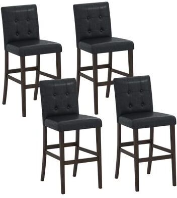 Costway Set of 4 PVC Dining Leather Bar Stools with Solid Wood Legs-24 icnh