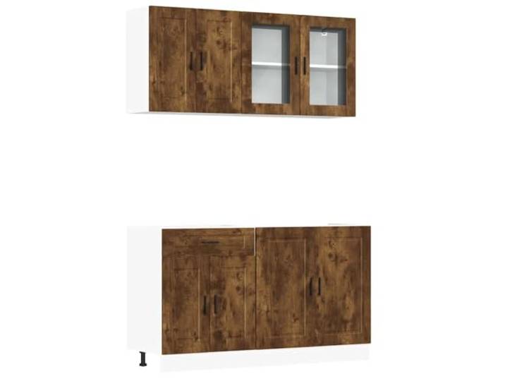 fsahslih 4-TLG. Küchenschrank-Set Porto Räuchereiche Holzwerkstoff Modulare Küchenzeile mit Hängeschränken und Unterschränken für optimale Raumnutzung in der Küche und im Essbereich.