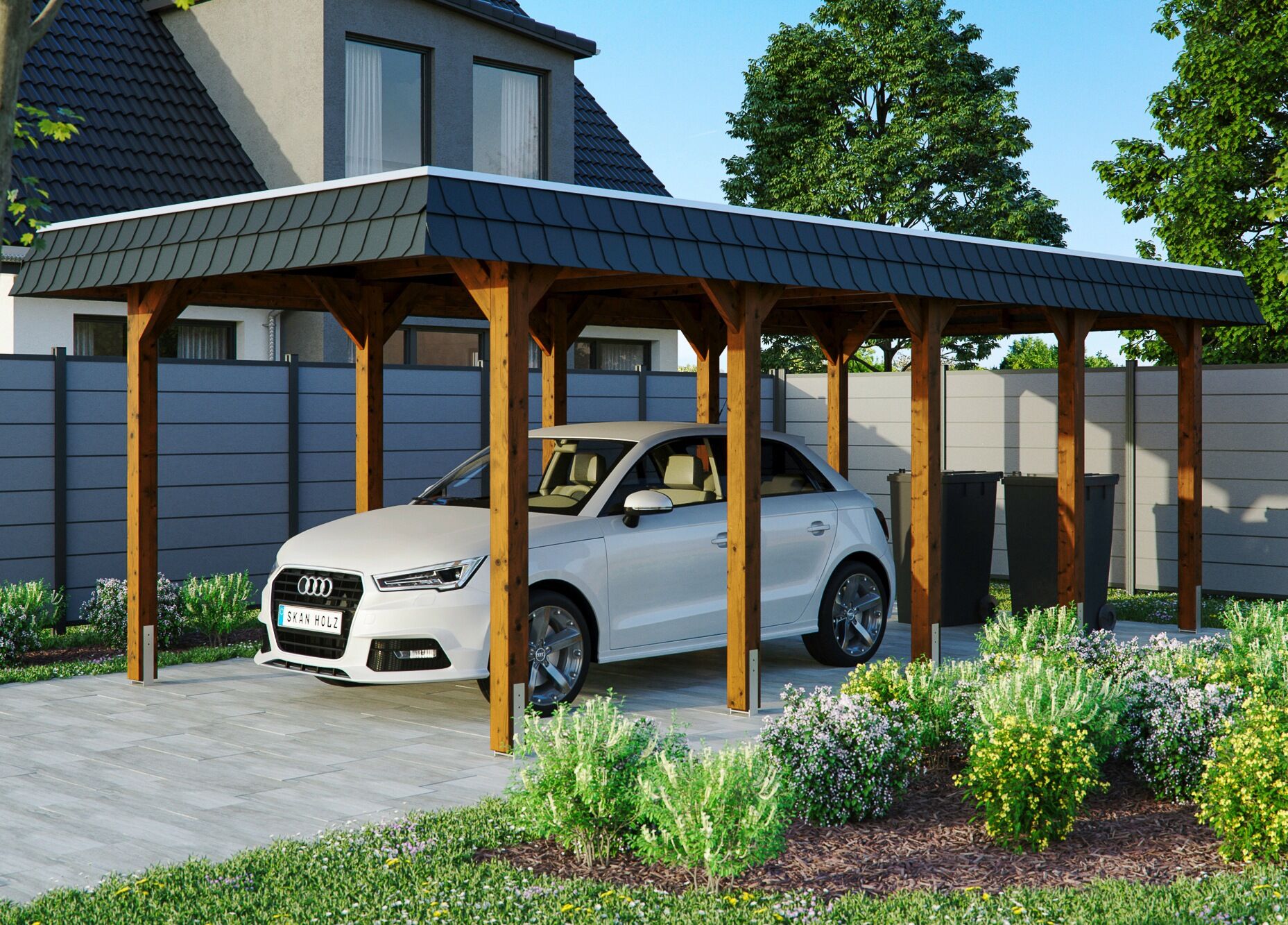 Einzelcarport SKANHOLZ "Spreewald", braun, B/H/T: 206cm x, Carports