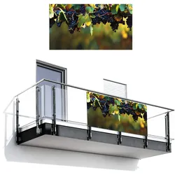 BALKON-SICHTSCHUTZ Trauben - Wein - Natur - Grün Witterungsbeständig 200x110 cm