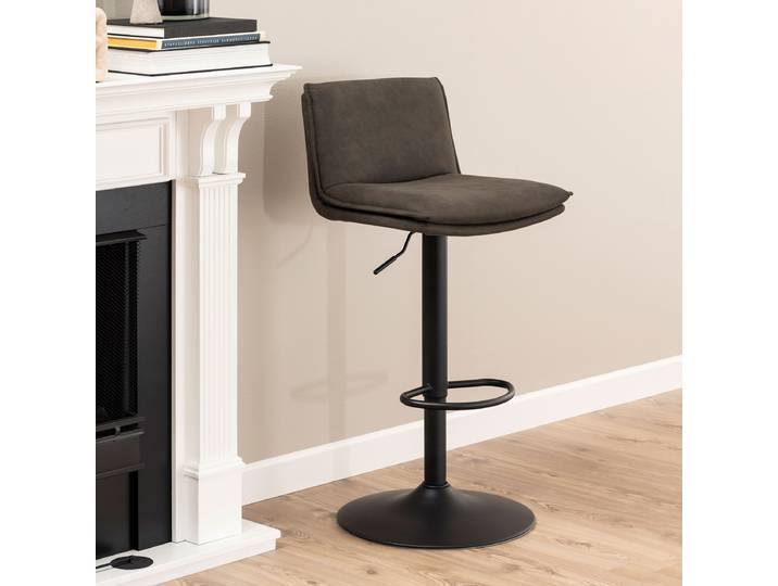 Bendt Draaibare Barkruk Ulysses PU - Antraciet (zithoogte 68-89cm)