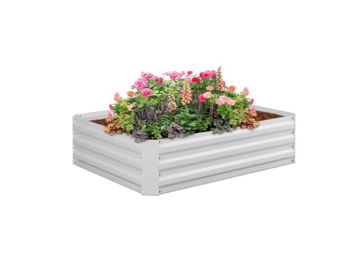 Relaxdays Hochbeet, verzinktes Metall, für Blumen, Farbauswahl Pflanzen & Gemüse, HxBxT: 30x120x90 cm, Pflanzenbeet