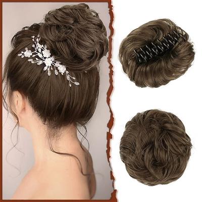 Sofeiyan Klaue Clip unordentliches Brötchen Haarteil gewelltes lockiges Haar Brötchen Clip in Klaue Chignon Pferdeschwanz Haarteile synthetische zerzauste Hochsteckfrisur Haarverlängerungen Scrunchie