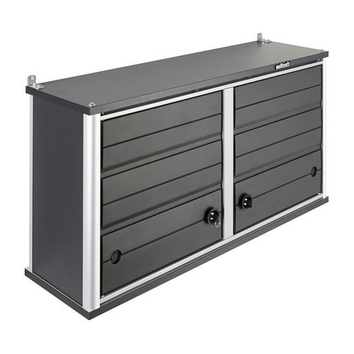 wolfcraft GmbH 1 Hängeschrank, Hakenwerkzeughalter, Handsäge, Zange, Scheren, Schraubendreher, Gabelschlüssel, MDF-Platten, Schwarz, Silber, 20 kg