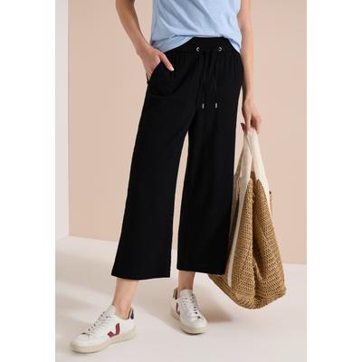Culotte CECIL, Damen, Gr. L, Länge 24, schwarz, Web, 75% Baumwolle, 25% Modal, unifarben, loose fit 3/4-Länge, Hosen Culotte, aus Seersucker-Material