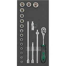 Fortis, Steckschlüssel + Stecknuss, Werkzeugmodul 1/3 Steckschlüssel 3/8 Zoll 20 Teile