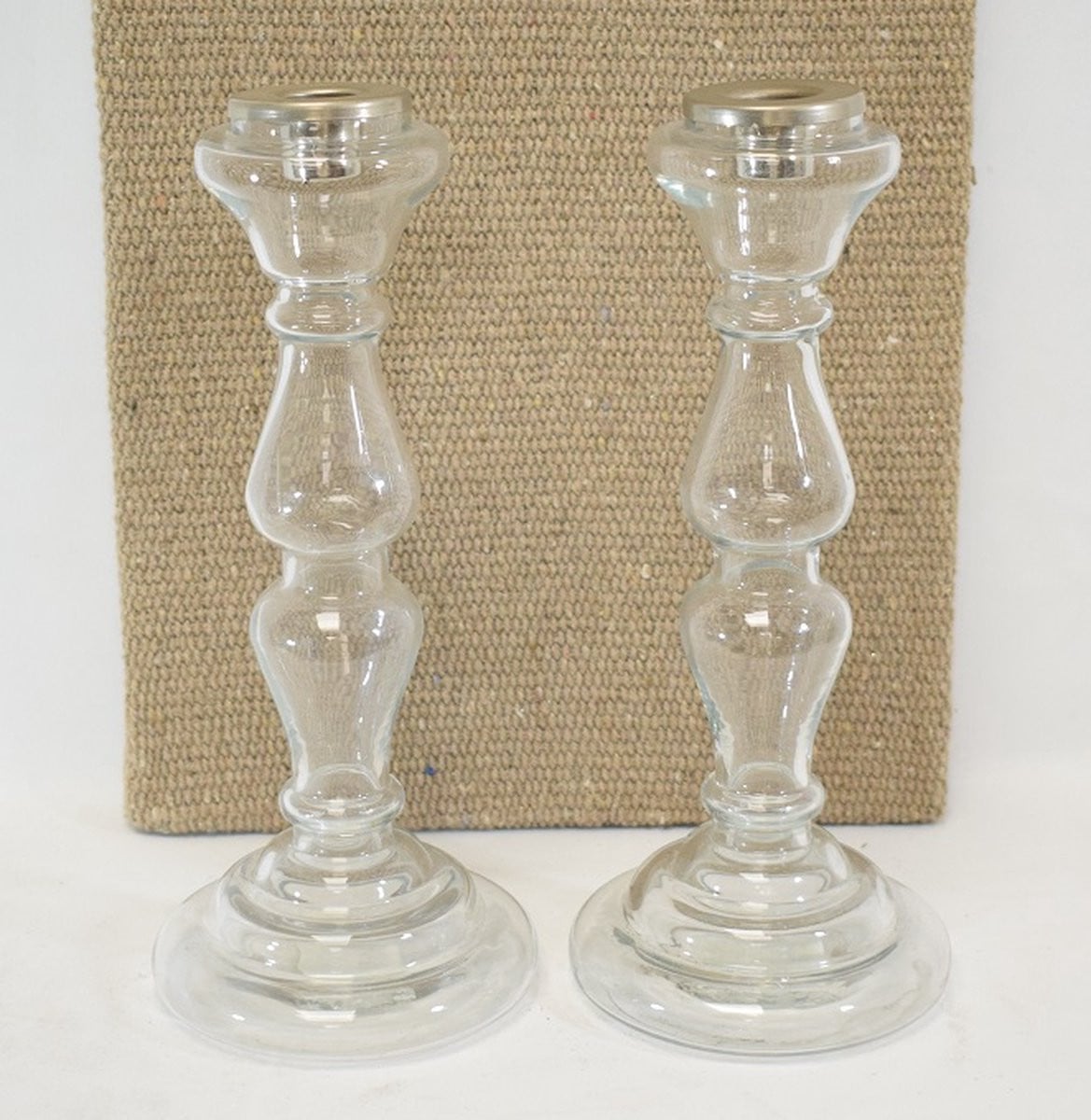 ZoeZo Design Set van 2 vulbare kandelaars in helder glas, H 27 x Ø 12 cm