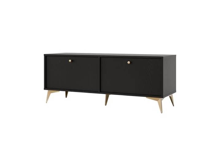 Margaret Hadas24 TV-Schrank TIVARO 120cm mit 2 Türen, goldene Füßen in Form eines Seesterns, schwarz