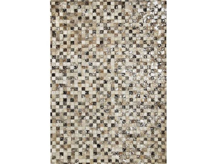 Tapis recyclé cuir motif damier gris clair 160x230
