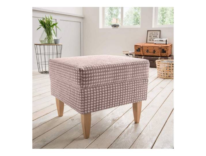 Trendmöbel24 Polsterhocker Hocker für Ohrensessel AVERSA Stoff Talento Flamingo