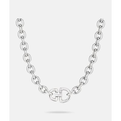 Kette mit Anhänger LIEBESKIND BERLIN "Schmuck Geschenk Edelstahl Halskette The D-Link Statement", silber (silberfarben), Halsketten, Damen, Edelstahl, L: 45 B: 6mm, B:6mm