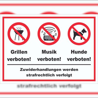HB-Druck Grillen Musik Hund verboten Schild A3 (297x420mm)