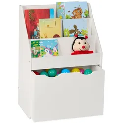 Relaxdays Bücherregal Kinder mit Spielzeugkiste Weiß