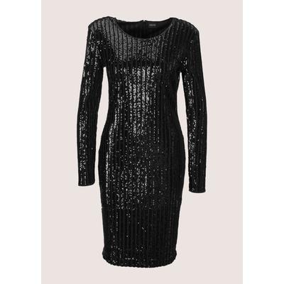 Sommerkleid MADELEINE "Etuikleid Glamouröses Pailettenkleid mit Rundhalsausschnitt", Damen, Gr. 48, N-Gr, schwarz, Obermaterial: 96% Polyester PES. 4% Elasthan EL., Modern, Kleider Sommerkleid, Raffinierte Schnittführung