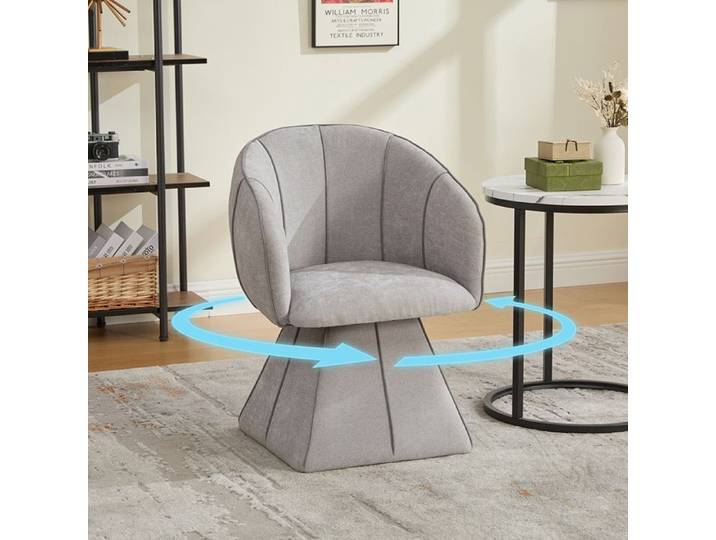 Fauteuil pivotant chenille - dossier cannelé haut - accoudoirs larges - rotation 360° - gris