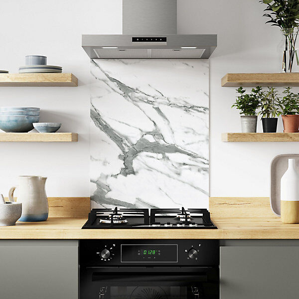 Wilsonart White Marble Aluminium  Kitchen Splashback White/Grey 80 cm x 60 cm
