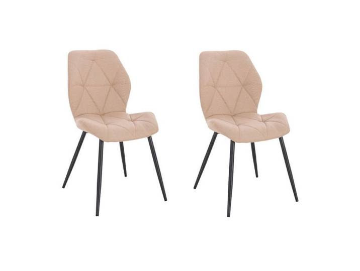 SVITA JAMIE Lot de 2 chaises de salle à manger Chaise rembourrée sans accoudoirs tissu beige