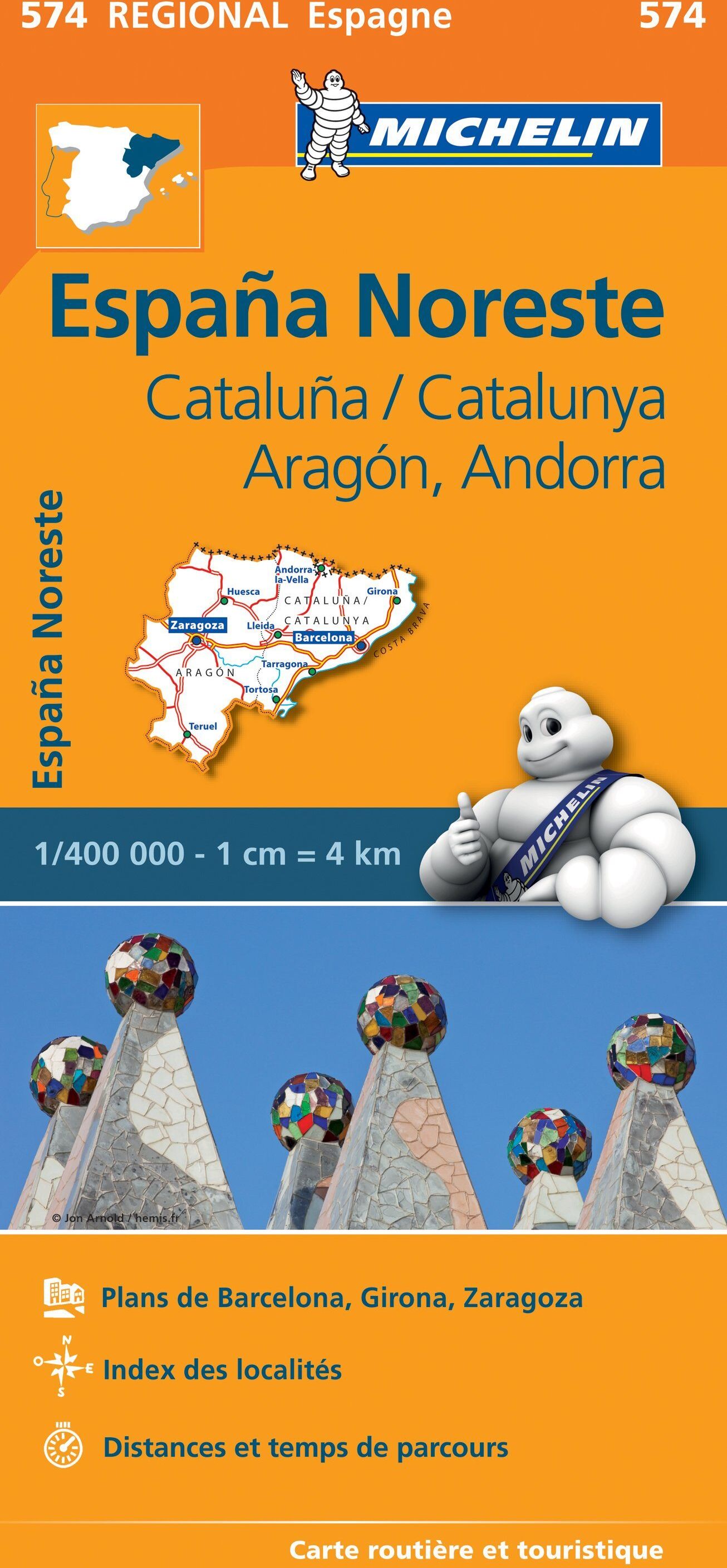 Carte routière n° 574 - Espagne nord-est (Catalogne, Aragon, Andorre)   Michelin
