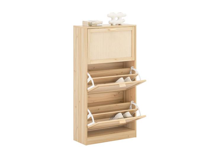 SoBuy Schuhschrank Natur, Naturfarben, Holzwerkstoff, Naturmaterialien, 60x118x24 cm, Garderobe, Schuhaufbewahrung, Schuhkipper